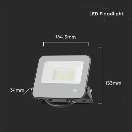 Proyector LED SAMSUNG CHIP LED/30W/230V 4000K IP65 negro