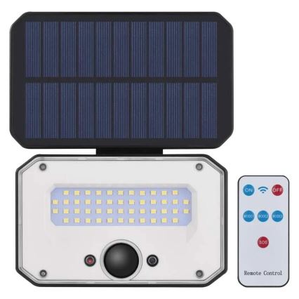 Proyector LED solar con sensor de movimiento SPILO LED/3,7V 3600mAh 3000K IP54 + control remoto