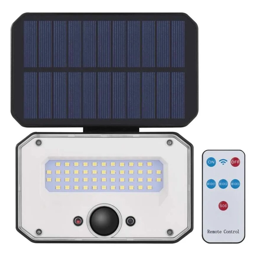 Proyector LED solar con sensor de movimiento SPILO LED/3,7V 3600mAh 3000K IP54 + control remoto
