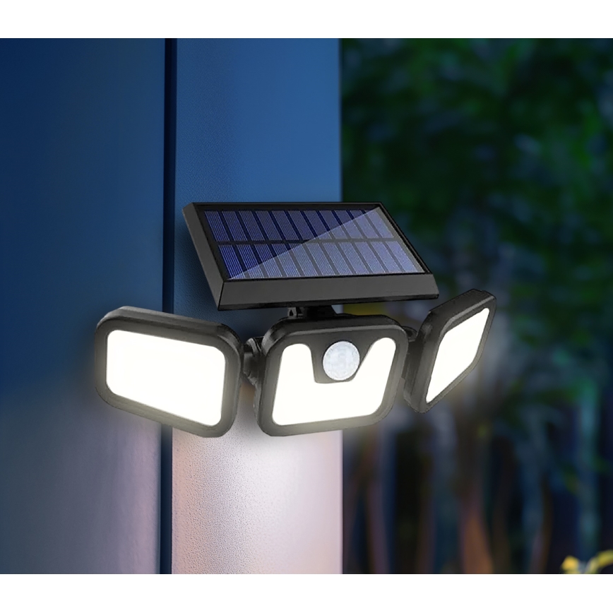 Proyector solar LED con sensor LED/1,5W/3,7V 6000K IP44 2400 mAh