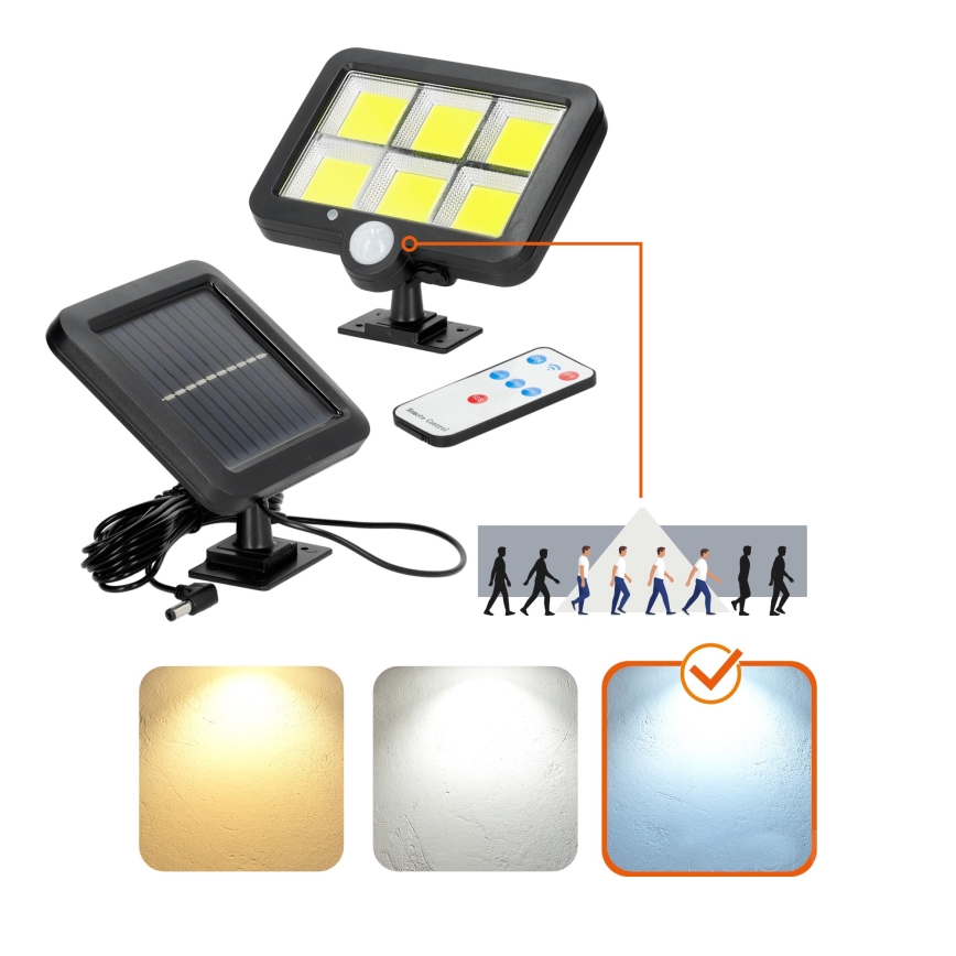 Proyector solar LED con sensor LED/1,5W/3,7V 6000K IP44
