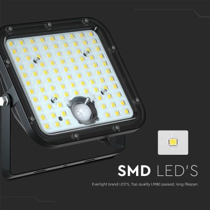 Proyector solar LED con sensor LED/30W/6,4V 6400K + control remoto