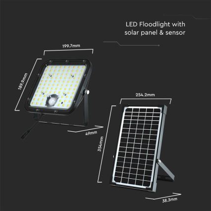 Proyector solar LED con sensor LED/30W/6,4V 6400K + control remoto
