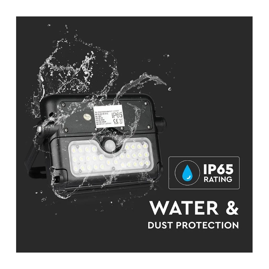 Proyector solar LED con sensor LED/5W/3,7V IP65 4000K 3000 mAh