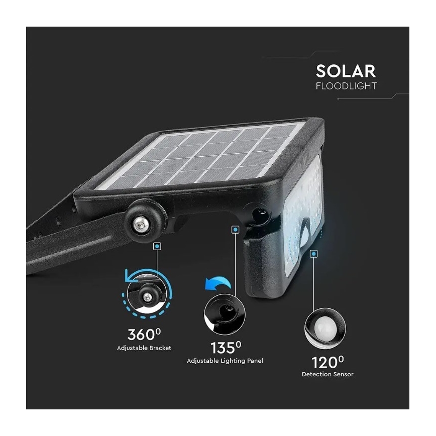 Proyector solar LED con sensor LED/5W/3,7V IP65 4000K 3000 mAh