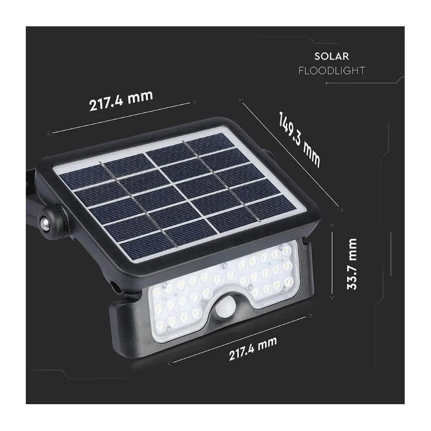 Proyector solar LED con sensor LED/5W/3,7V IP65 4000K 3000 mAh