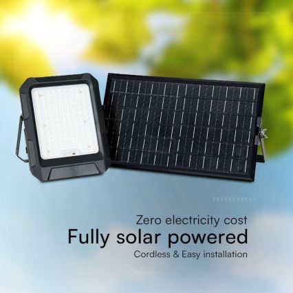 Proyector solar LED LED/15W/3,7V IP65 4000K negro + control remoto