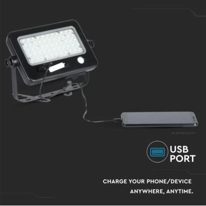 Proyector solar LED regulable con sensor LED/10W/3,7V 4000K IP65 7200 mAh + puerto USB