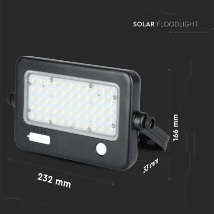 Proyector solar LED regulable con sensor LED/10W/3,7V 4000K IP65 7200 mAh + puerto USB