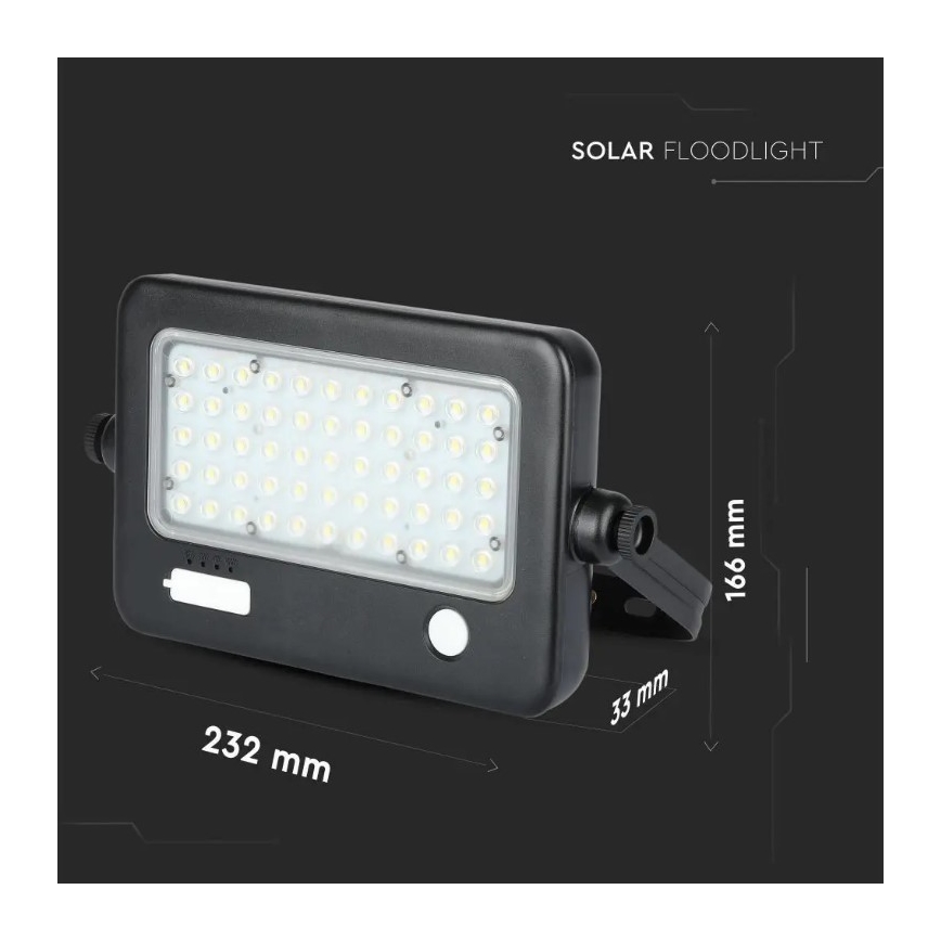 Proyector solar LED regulable con sensor LED/10W/3,7V 4000K IP65 7200 mAh + puerto USB
