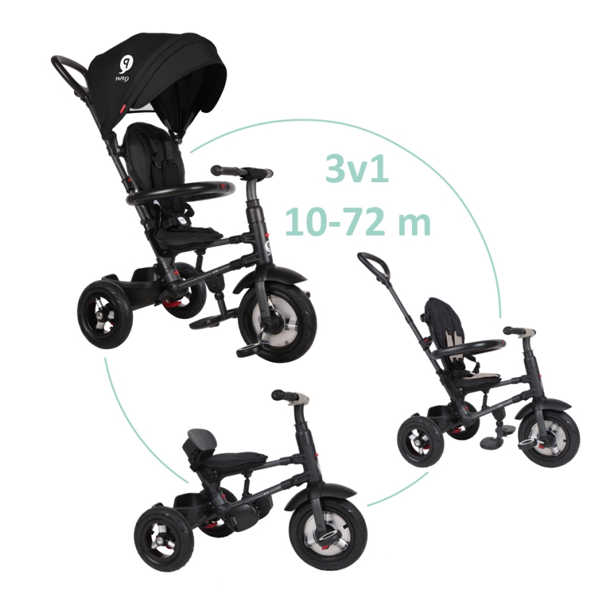 QPlay - Triciclo infantil 3en1 RITO AIR negro
