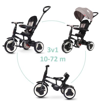 QPlay - Triciclo infantil 3en1 RITO EVO gris