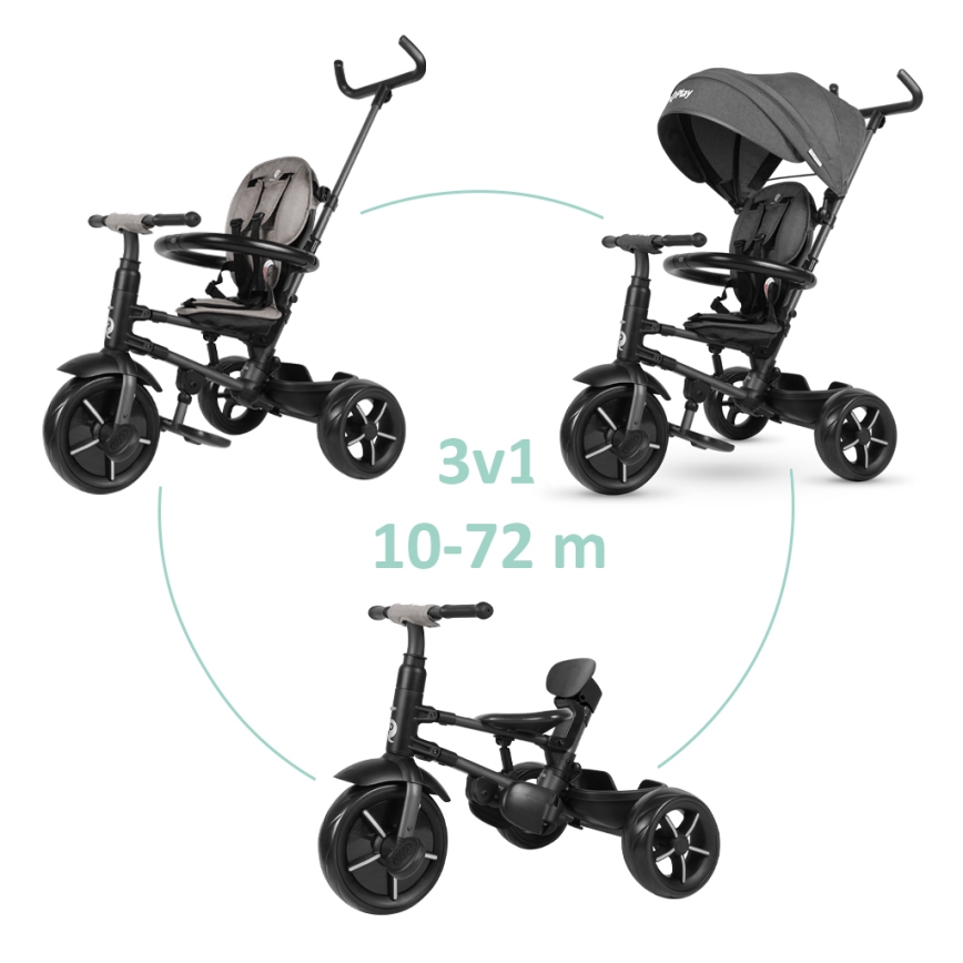 QPlay - Triciclo infantil 3en1 RITO STAR gris oscuro