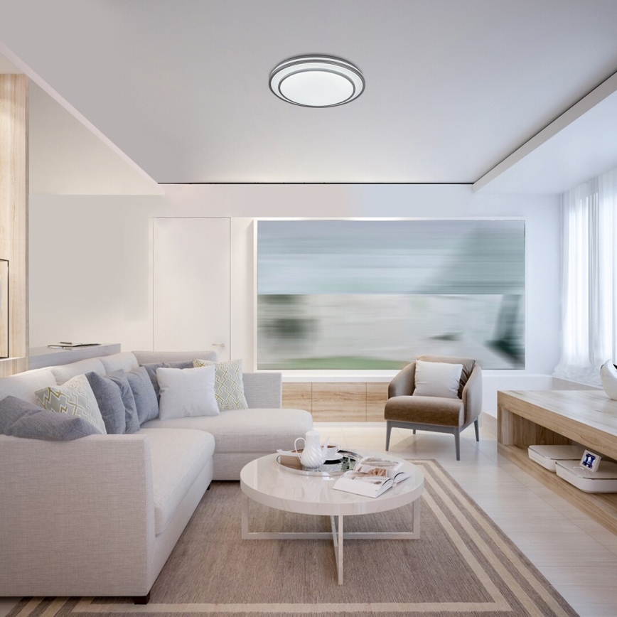 Rabalux - Plafón LED regulable LED/40W/230V 3000-6500K plateado + mando a distancia