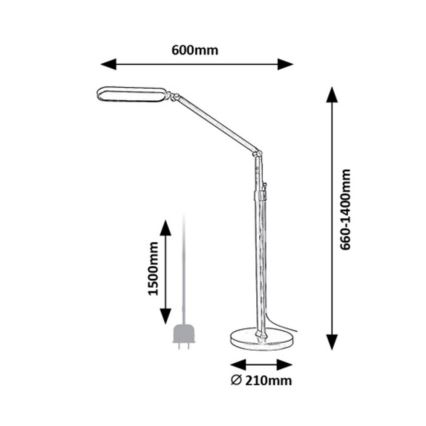 Rabalux - Lámpara de pie LED táctil regulable LED/13W/230V 3000-6000K negro