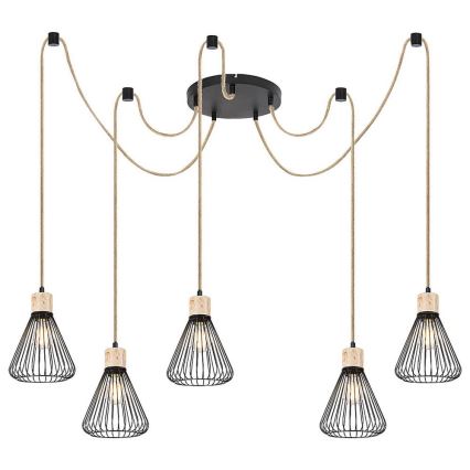 Rabalux - Lámpara colgante 5xE27/40W/230V araña negro/haya