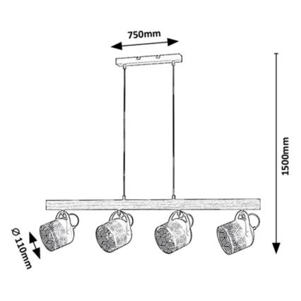 Rabalux  - Lámpara colgante ROTEM 4xE14/40W/230V