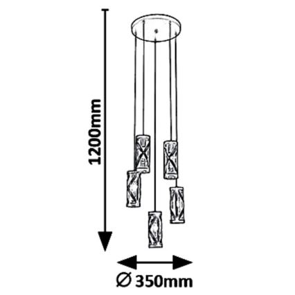 Rabalux 5340 - Lámpara colgante OBERON 5xE14/40W/230V