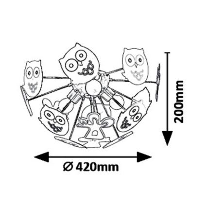 Rabalux 6389 - Lámpara de techo infantil BIRDY 3xE14/40W/230V