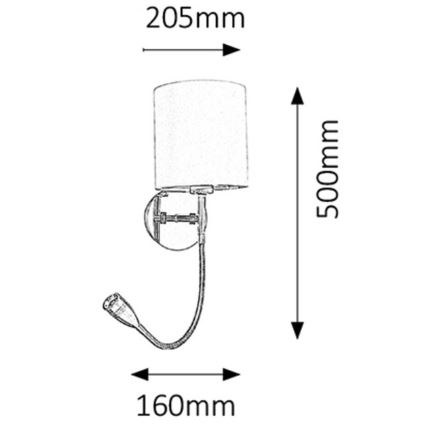 Rabalux - Aplique 1xE27/40W+LED/3W