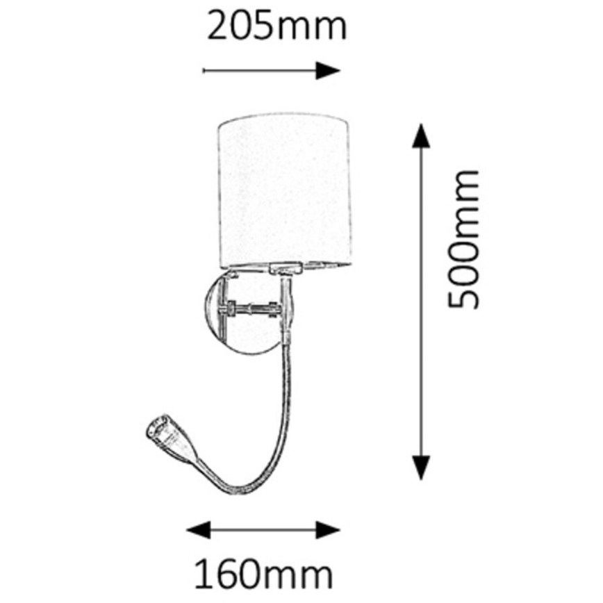 Rabalux - Aplique 1xE27/40W+LED/3W