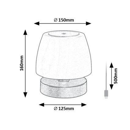 Rabalux - Lámpara de mesa LED regulable LED/3W/5V 2000 mAh IP44