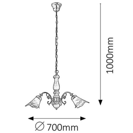 Rabalux - Lámpara colgante con cadena 3xE14/40W/230V nogal