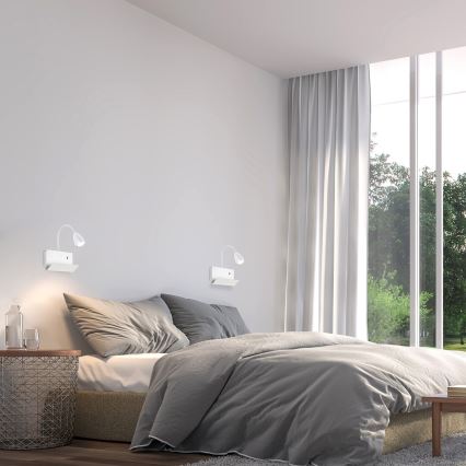 Rabalux - Aplique con estante y puerto USB 1xGU10/25W/230V blanco
