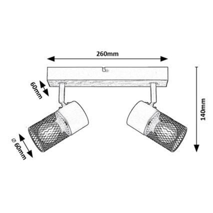 Rabalux - Foco 2xE14/40W/230V roble