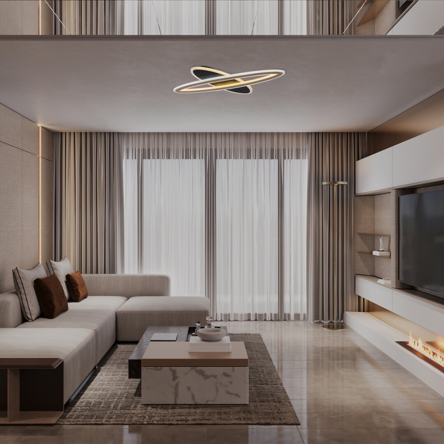 Rabalux - Plafón LED regulable LED/70W/230V 3000/4000/6000K negro + control remoto