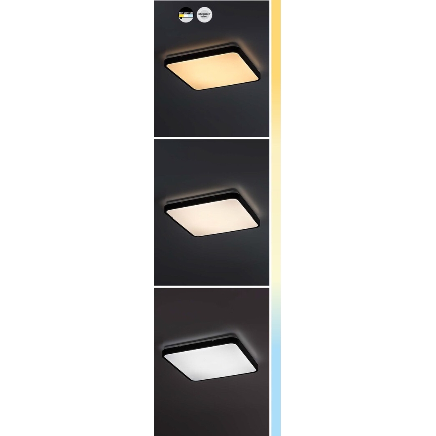 Rabalux - Plafón LED de baño LED/24W/230V 3000/4000/6000K IP44 29x29 cm negro