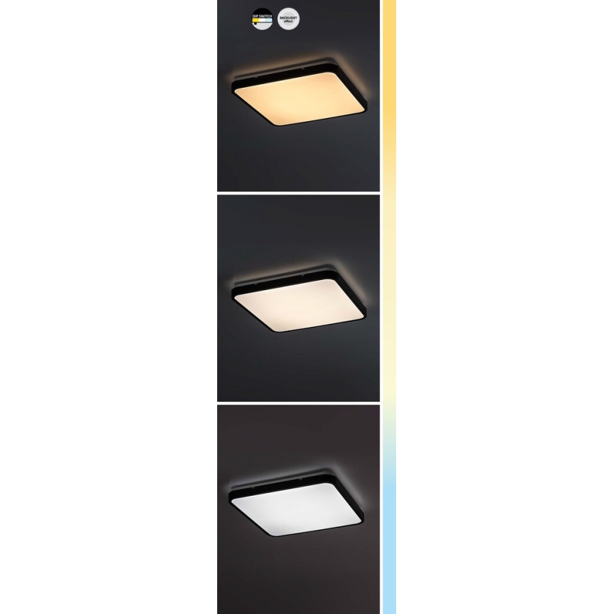 Rabalux - Plafón LED de baño LED/36W/230V 3000/4000/6000K IP44 42x42 cm negro