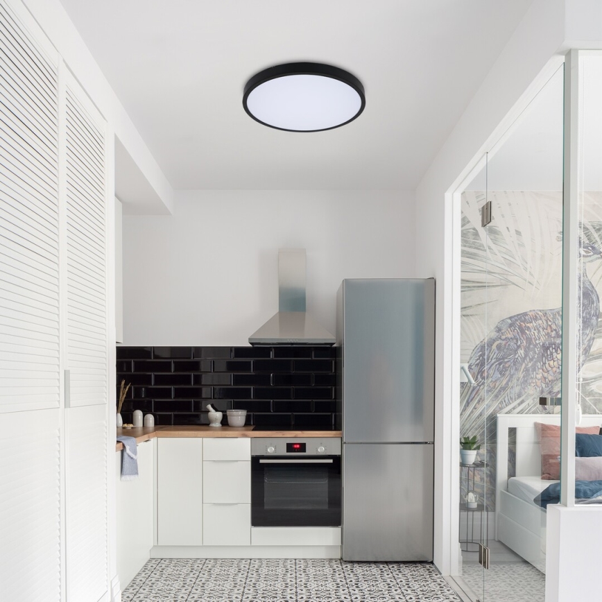 Rabalux - Luz de techo LED regulable para baño LED/36W/230V 3000-6000K IP44 diá. 42 cm negro + control remoto