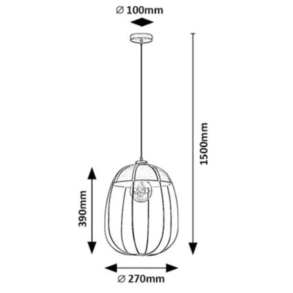 Rabalux - Lámpara colgante 1xE27/60W/230V negro/naranja