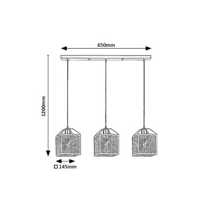 Rabalux - Lámpara colgante 3xE27/40W/230V negro