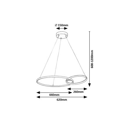 Rabalux - Lámpara LED colgante LED/36W/230V negro/dorado