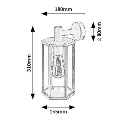 Rabalux - Aplique de exterior 1xE27/40W/230V IP44