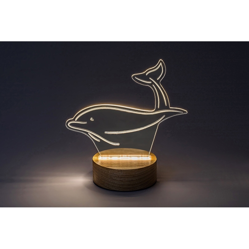 Rabalux - Lámpara de mesa LED infantil LED/2W/5V 3000K haya delfín