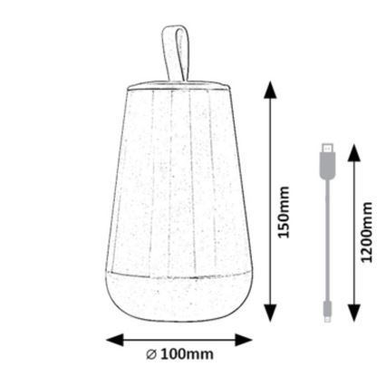 Rabalux 76019 - Lámpara de mesa LED RGB regulable y recargable FRANCO LED/2W/5V 3000K 1800 mAh