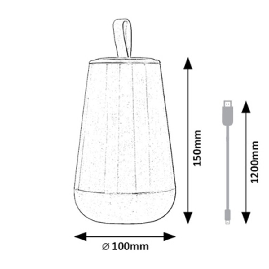 Rabalux 76019 - Lámpara de mesa LED RGB regulable y recargable FRANCO LED/2W/5V 3000K 1800 mAh