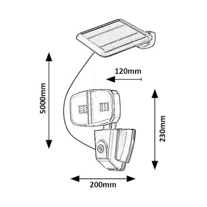 Rabalux - Proyector solar LED con sensor LED/12W/3,7V IP44