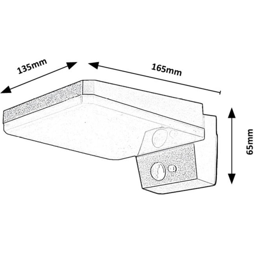 Rabalux - LED Aplique solar regulable con sensor LED/4,4W/3,7V IP54 negro