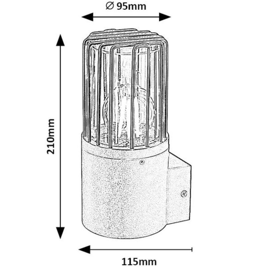 Rabalux - Aplique de exterior 1xE27/60W/230V IP54 negro