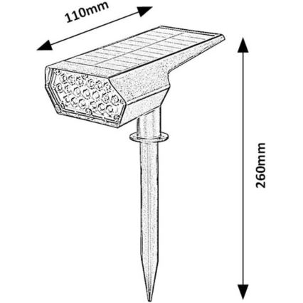 Rabalux - Lámpara solar LED LED/0,5W/3,7V IP65 negro