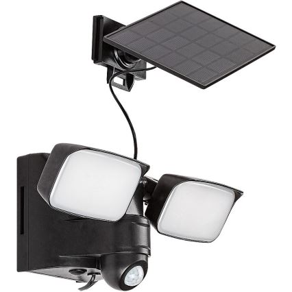 Rabalux - Aplique solar LED con sensor y panel exterior 2xLED/5W/3,7V IP54 negro