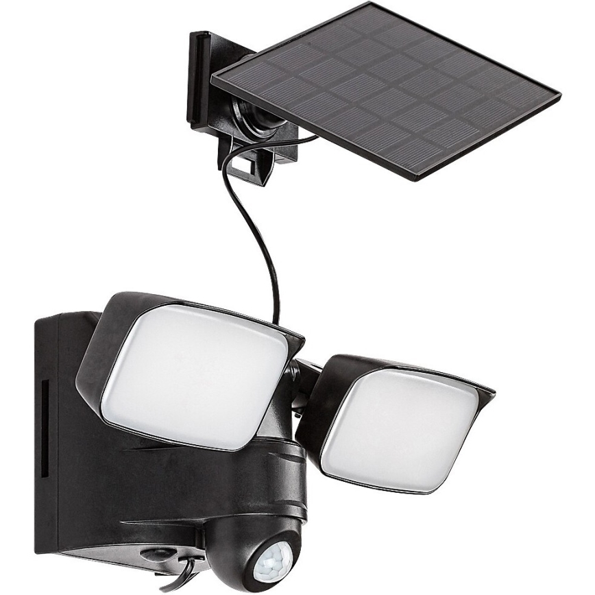 Rabalux - Aplique solar LED con sensor y panel exterior 2xLED/5W/3,7V IP54 negro