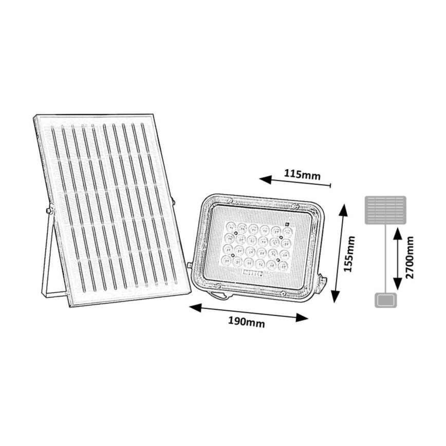 Rabalux 77141 - Proyector solar LED MELK LED/6,5W/3,2V 3000/4000/6500K 1000mAh IP65