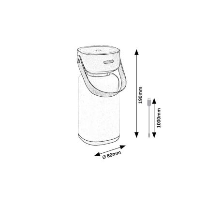 Rabalux 77143 - Lámpara de mesa LED táctil recargable y regulable para exteriores  FUNES LED/3W/5V IP44 marrón