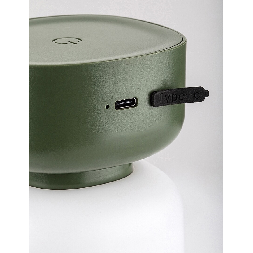 Rabalux 77144 - Lámpara de mesa LED táctil recargable y regulable para exteriores FUNES LED/3W/5V IP44 verde