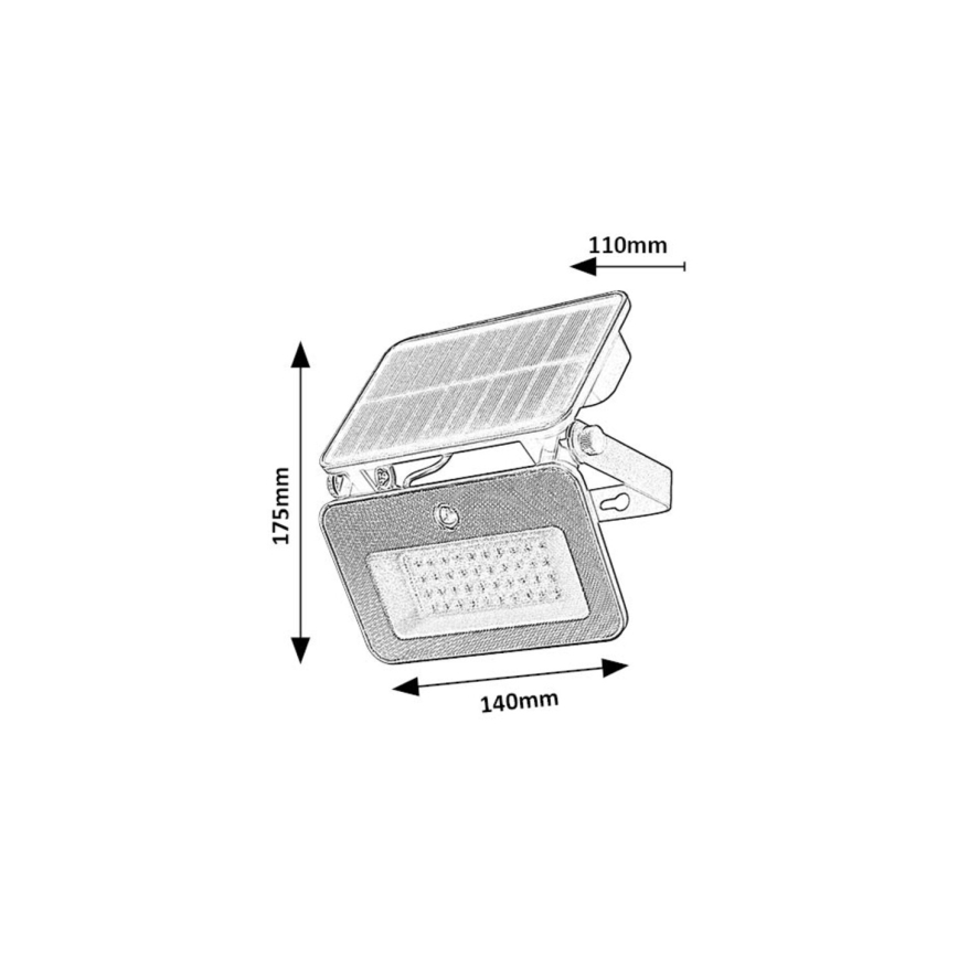 Rabalux - Proyector solar LED con sensor LED/6W/3,7V 3000/4000/6500K IP65